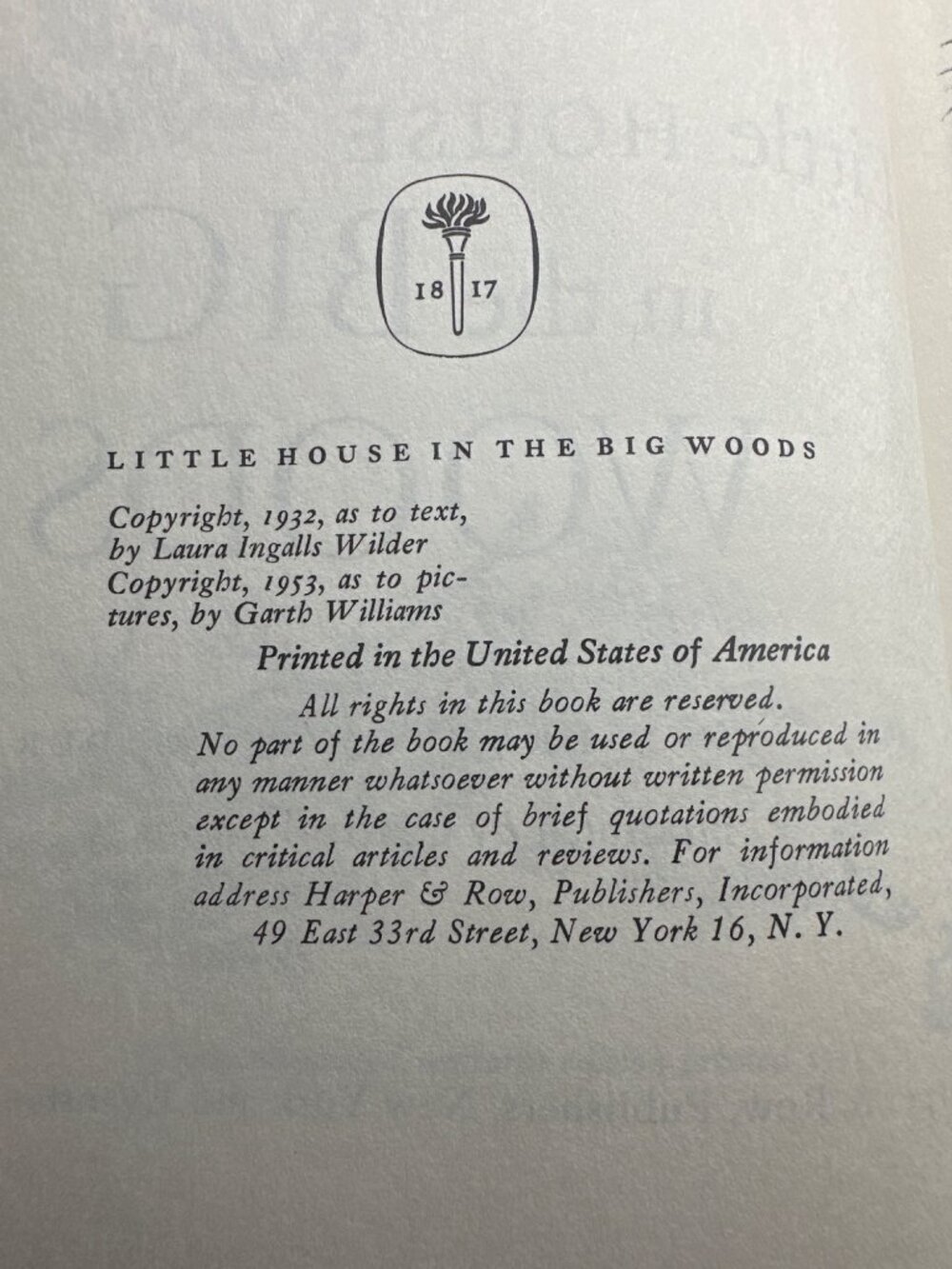 Little House In The Big Woods Hardcover By Laura Ingalls Wilder 1953 Edition Yel - Picture 3 of 5